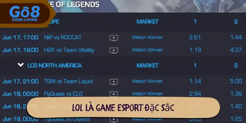 LOL là game Esport đặc sắc